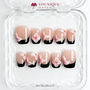 Younique Nails 2025 | BN Studio |  Midnight Blossom | 10PCS 100% Handmade Press-On Nails | Reusable Colorful Art