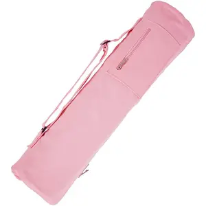 Cotton yoga mat bag with Pockets and Adjustable Strap Full Zip Cargo Yoga Mat Carrier Bag for 1/4" 1/3" Thick Yoga Mat