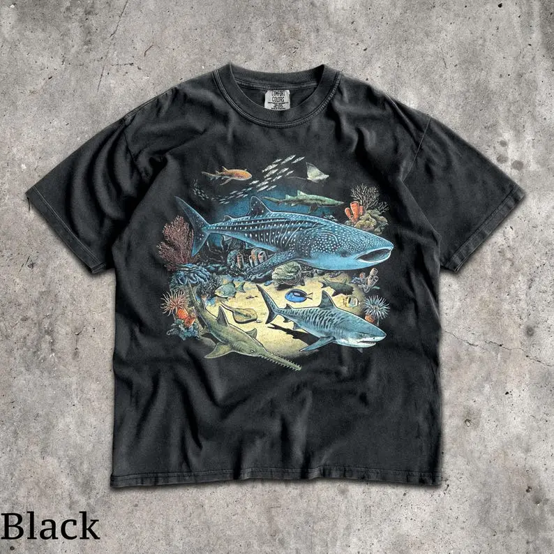 Comfort Colors 90s Sea Animals TShirt, Men & Women's Unisex Graphic Tee, Vintage Ocean Wildlife Tee, Retro Marine Biology Shirt, Nostalgia Fish Shirt