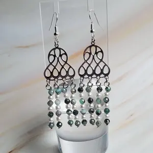Gemstone Earrings: Emerald and Pearl