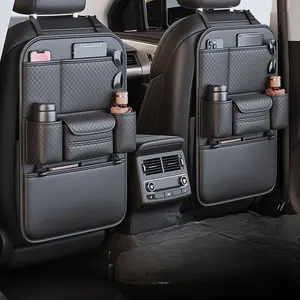 Multi-Functional Storage Napa Leather Car Seat Organizer Heat Cold Resistant 4-Layer Large Capacity Backseat Storage Bag Fits SUV MPV Sedan Car Accessories
