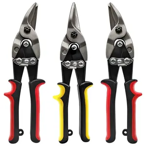 6510C Aviation Snips Set – Straight, Left & Right Angled Tin Cutting Shears with Forged Blades and Kush'n-Power Comfort Grips, Industrial-Grade Multipurpose Iron Shears for Metal Sheets, Tinfoil, 10" Heavy-Duty Scissors, Kitchen Use, Hardware, Hand Tools