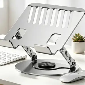 Ergonomic 360° Rotating Laptop Stand Premium Carbon Steel Foldable Height Adjustable Bracket for Desk Home Office Travel