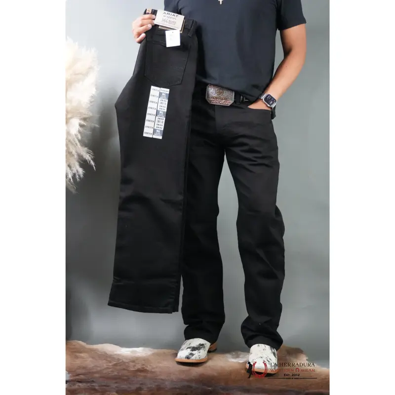Ariat M4 Men's Mid Waist Relaxed Fit Bootcut Black Denim Jeans - 10070592, Plain, Pocket, Soft Fabric, Below Ankles, Work-to-Casual, Mensfashion, Men's Bottoms Clothing, All Seasons Bottoms