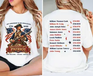 Descendant Of A Patriot T-Shirt, Revolutionary War Ancestor Tee, America 250 Anniversary Apparel, 1776-2026 Patriotic Shirt