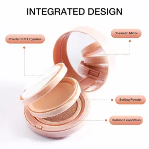 Double-Layer Matte Air Cushion BB Cream, 2 in 1 Full Coverage Cushion Foundation & Setting Powder, Long Lasting Base Makeup