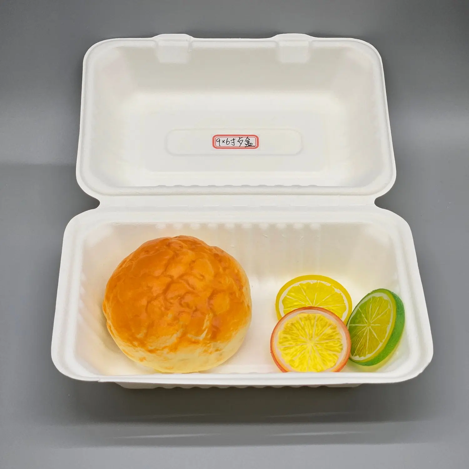 Kitchen Eco-Friendly Clamshell Container, 9x6 in Disposable Compostable Food Box - Sturdy Plant-Based, Microwave & Freezer Safe