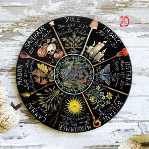 2D, Wheel Of The Year, Pagan Calendar, Waldorf Calendar, Witchcraft, Wicca, Witch, Grimoire, Witchy, Montessori Calendar, Home Decor, Game Decoration, Fantasy Decorations, Wiccan, Moon Phases, Home Decor Gift