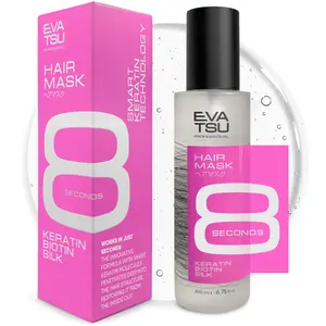 EVATSU Hair Mask 8 Second Keratin Biotin Silk Hydrating Spray for Dry Damaged Color-Treated Hair Silky Smooth Glossy Finish 6.75 oz - Haircare Repair