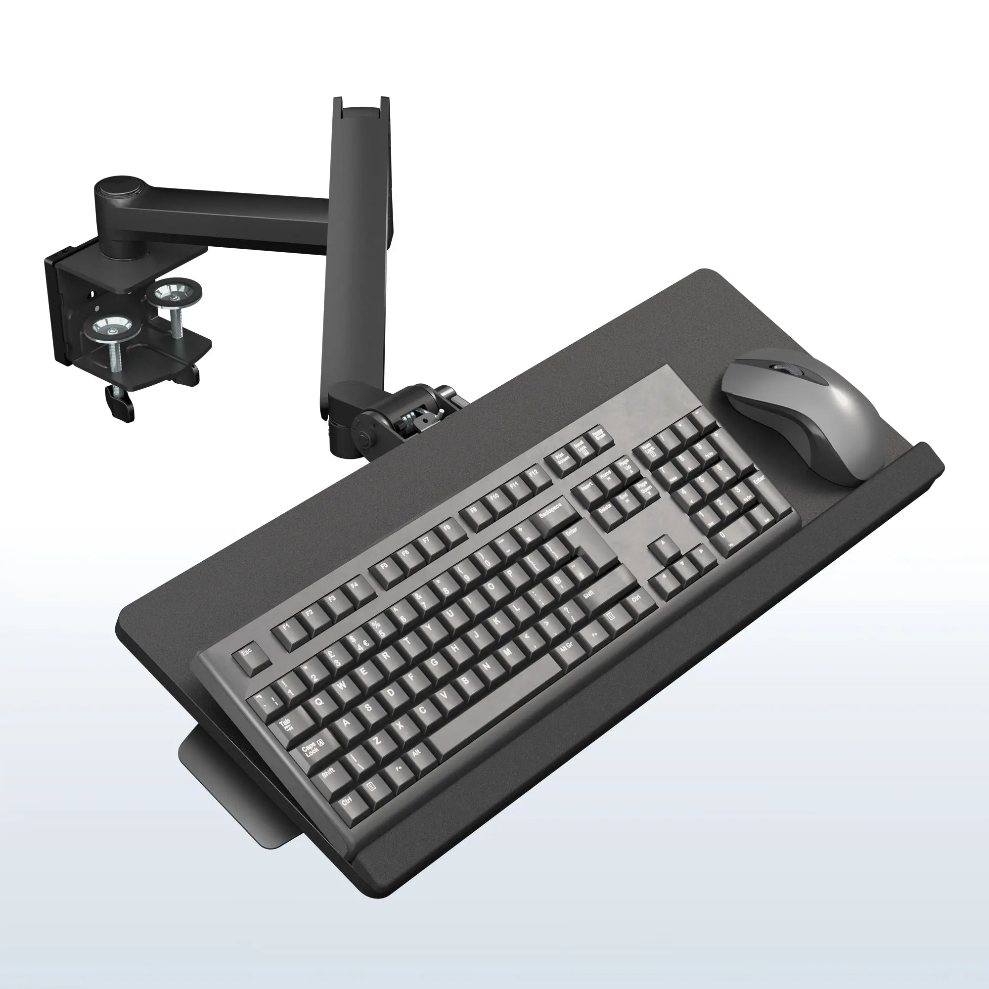 Pneumatic Clamp-on Keyboard Tray, Ergonomic Keyboard Support for Computers & Office Use, Laptop Computer Tray