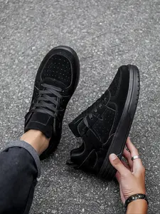 Men's Fashionable Patchwork Low Top Lace Up Sneakers, Casual Comfortable Sports Shoes for Daily Wear, Male All-match Round Toe Shoes for Daily Wear, Closed, Sporty Sneaker