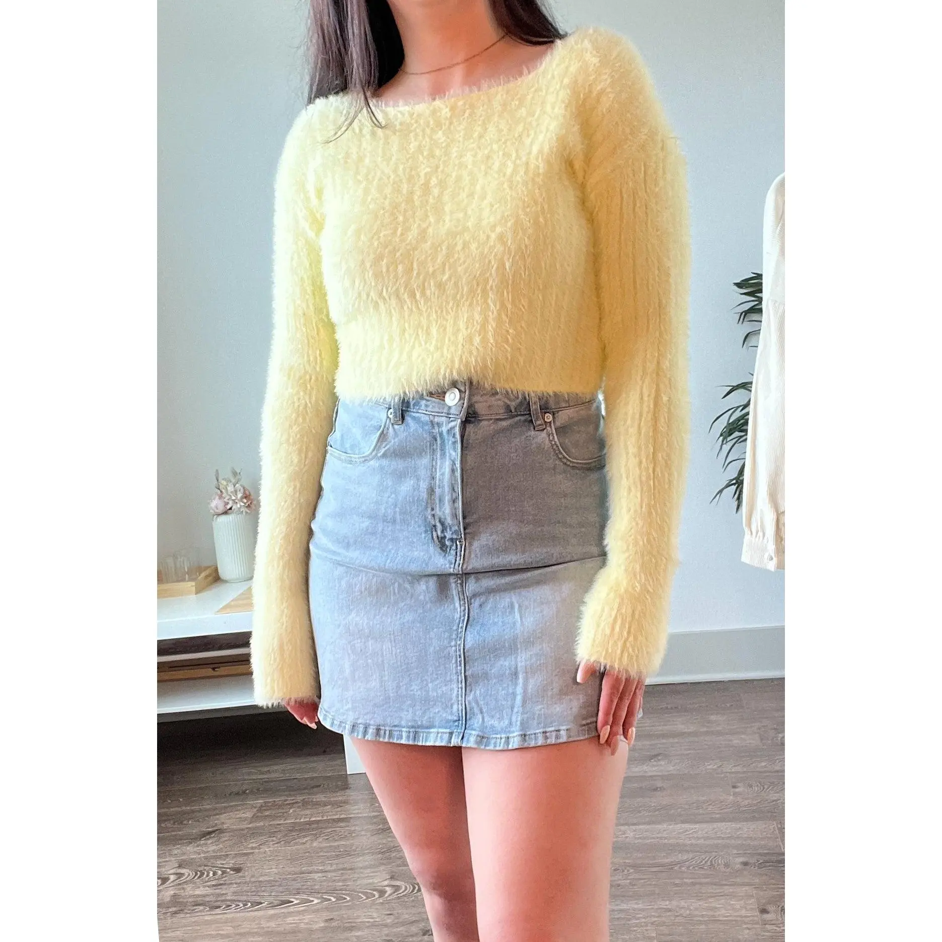 Amelia Fuzzy Crop Sweater