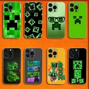 Green Pixel Monster Phone Case For iPhone 17 17Air 16,15,14,13,12,11 Plus,Pro,Max,Plus Transparent Soft Cover Protector Screen Protector