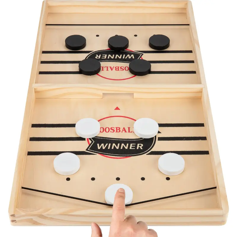 Handcrafted Wooden Sling Puck Board Game Set - Solid Wood Compact Tabletop Fun Board Games, 2-Player Fast-Paced Slingshot Battle with 2 Reinforced Elastic Bands, All Ages Unisex Pick, Durable for Long Matches, Outdoor/Indoor Activity, Boost Quick Reflexes