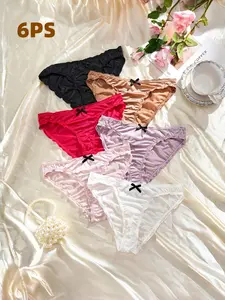 Women's Ice Silk Underwear Set, Lingerie, Comfortable Mid-Waist Triangle Panties, Knot, Breathable & Lightweight Design, Perfect for Daily Wear