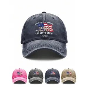 Anniversary Printed Baseball Cap, Men's Oxford Lining, Classic Curved Brim, Adjustable Hook And Loop Closure At The Back, Suitable For Everyday Wear, Outings, Sports, Outdoor Activities,  Etc, For Spring/Summer/Fall, Independence Day, Memorial Day,