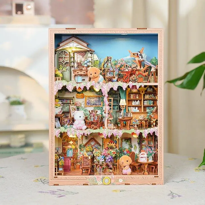 Tonecheer 3D Wooden Jigsaw Puzzle with Wooden Board - DIY Floral Story Frame Kit (Blossom Time), Environment-Friendly Materials Creative Puzzle, Valentine's Day Gift for All Seasons Ambiance