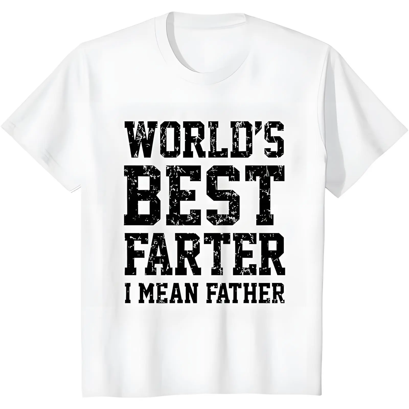 100% Cotton Text Print T-Shirt, World's Best Farter (I'm Talking About Dad) T-Shirt, Fun Gift for Dad, Men's Short-Sleeve Seamless T-Shirt