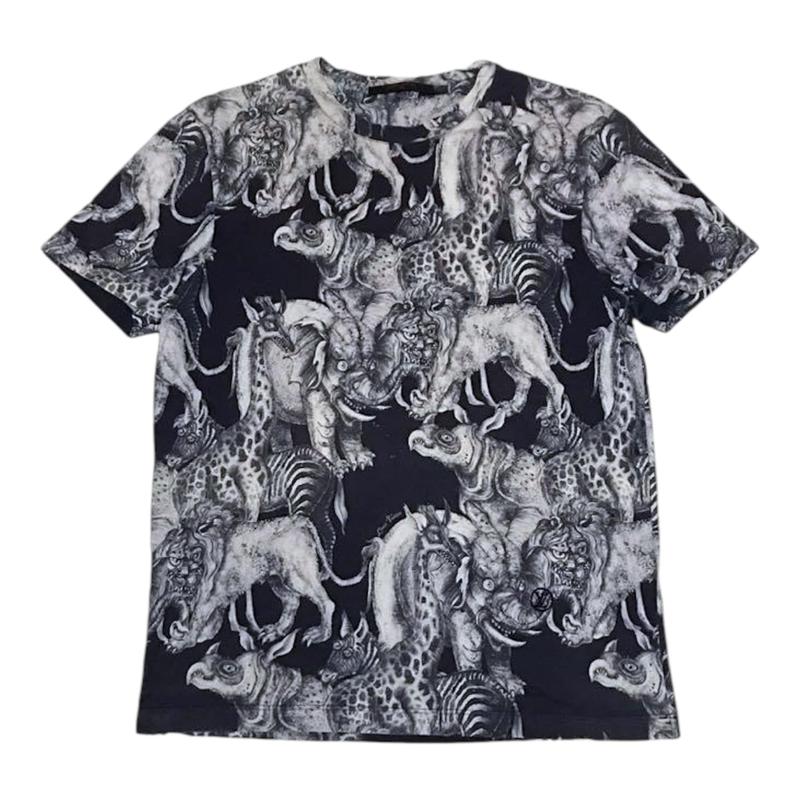 Louis Vuitton Chapman Brothers Allover Animals Short Sleeve Tee Shirt Blue
