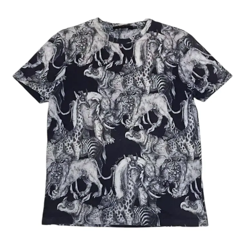 Louis Vuitton Chapman Brothers Allover Animals Short Sleeve Tee Shirt Blue