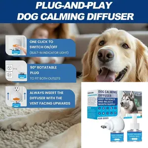 Dog Calming Pheromones Diffuser to Calm Pet 3 In 1 Advanced Kit Appeasing Pheromone Diffuser for Anxiety Relief (1 Plug in+2 Pack 48ml Refill) Reduce Aggression Fighting Barking Stress (Tasteless) Synthetic Perfume