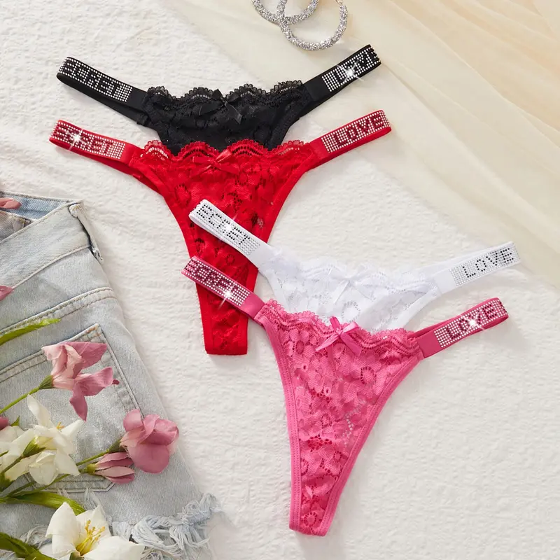 【Black Friday】Women’s Elegant Lace Thong Panty Set, Soft and Breathable Stretch-Knit Lingerie with Sexy Low-Rise Fit for Daily Wear and Special Occasions