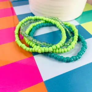 Teal and lime Green bracelets shades of green bracelet stack