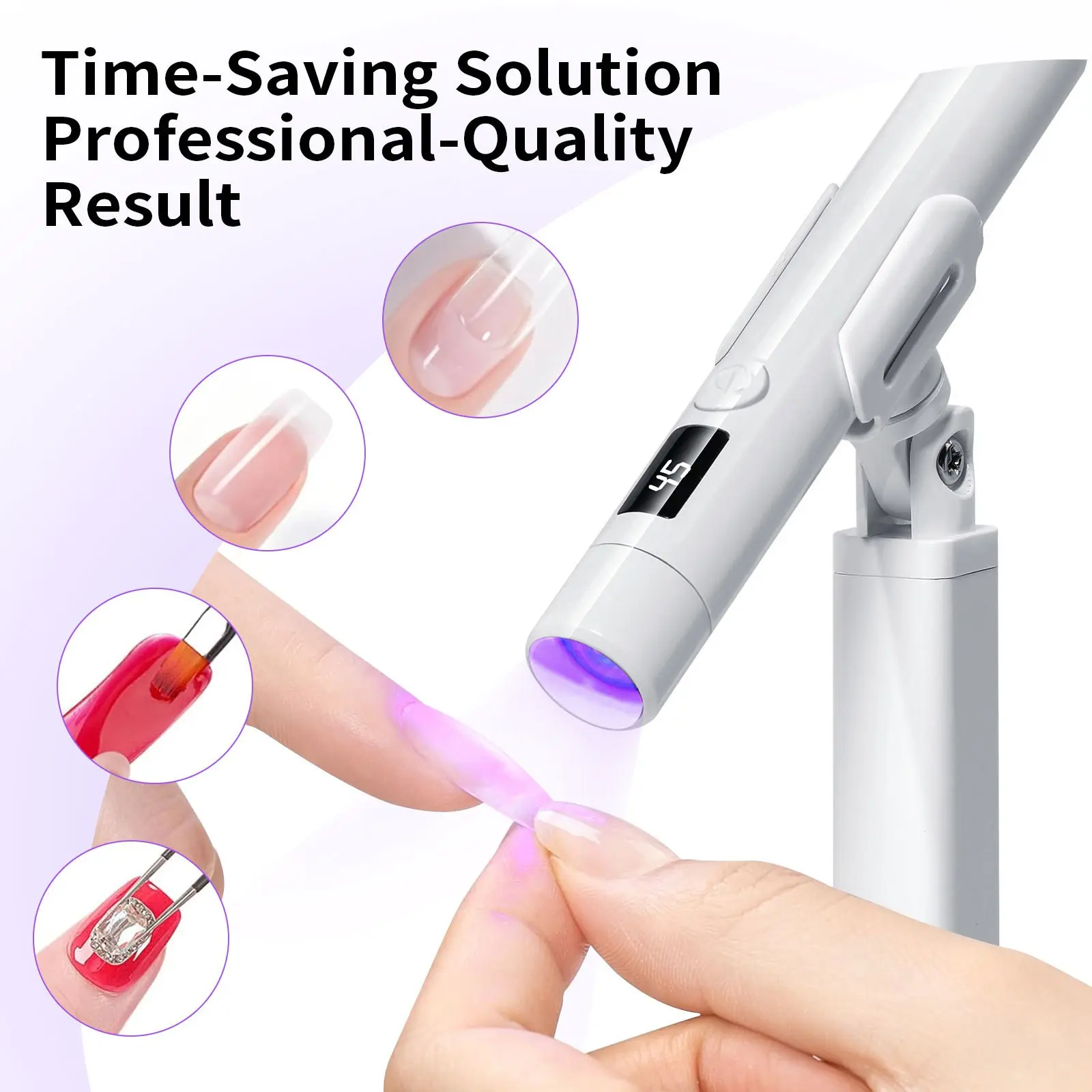 VOLACI Portable Mini Compact UV Nail Lamp for Gel Nails, Rechargeable Handheld UV Nail Lamp, Magnetic Stand, Quick Cure, Gel Polish Dryer, Home & Salon Use, Nail Light, Nail Tech Lamp, Nail Curing Light