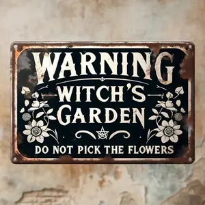 Aluminum Vintage Witch Garden Wall Decor Sign No Electricity Or Battery Required Easy Install For Home Courtyard Porch Cafe Bar Shop Restaurant Farmhouse Halloween Vintage Metal Sign