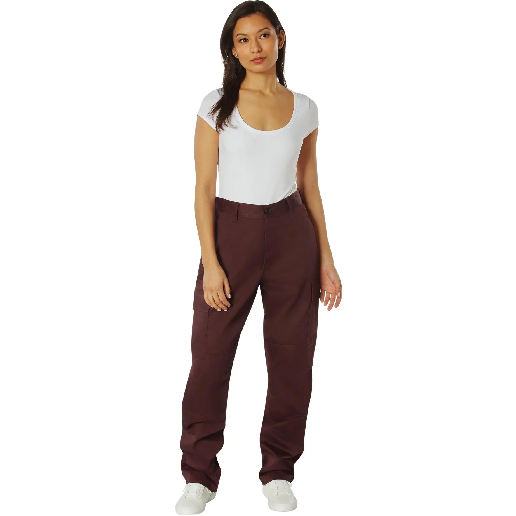 Maroon - Tactical BDU Pants Cargo Fatigues - Poly/Cotton Twill - Button Fly