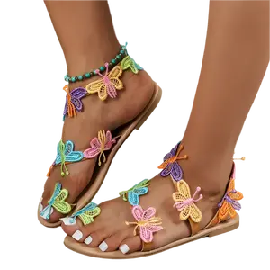 Butterfly Embroidered Beach Sandals