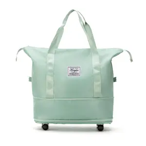 Expandable Travel Duffle Bag with Wheels, Large Capacity Rolling Weekender Bag, Foldable Carry-on Luggage outdoorfun
