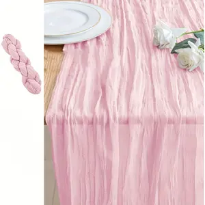 1pcs Table Runner Cheesecloth 90x180cm Terracotta Boho Gauze Cheese Cloth Rustic Sheer Table Runners for Valentine's Day Wedding Bridal Party Decoration