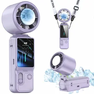 2026 Ice Fan Portable Handheld High Speed Fan with Push-Pull Button & Cooling, Adjustable 100 Levels, Foldable Personal Summer Outdoor Activities Travel Essential Cool Fan