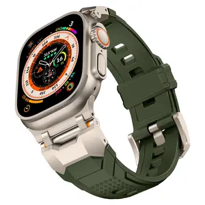 Heavy-Duty Tactical Watch Band for Apple Watch Ultra, Anti-Slip Silicone Strap, Secure Industrial Buckle, Destiny Gears Model