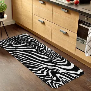 Zebra Stripe Pattern Kitchen Rug, Non-slip Soft Kitchen Mat, Rectangle Home Decor Floor Mat for Kitchen Living Room Bedroom