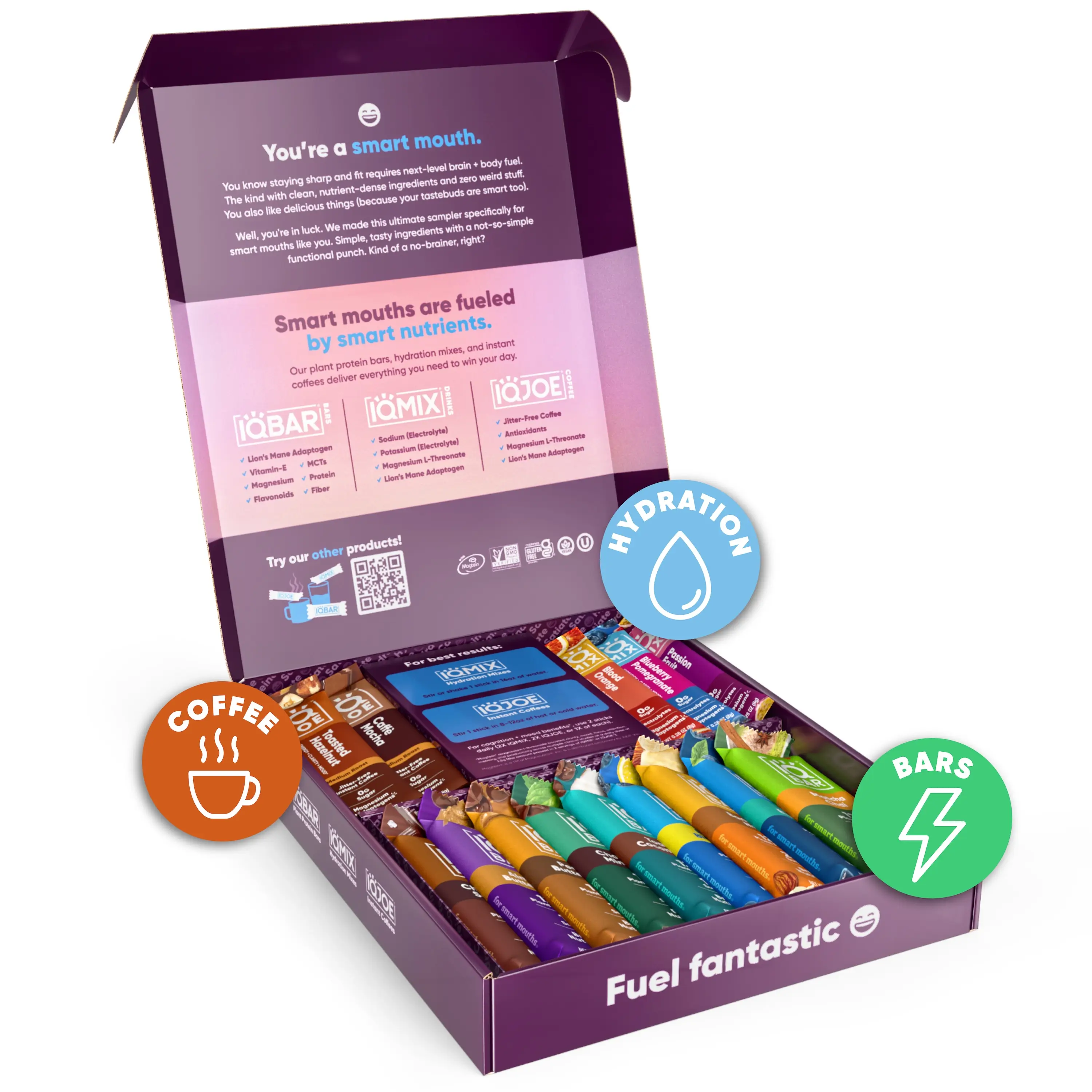 IQBAR Ultimate Sampler Pack | 9 Plant Protein Bars, 8 Electrolyte Mixes, 4 Mushr...