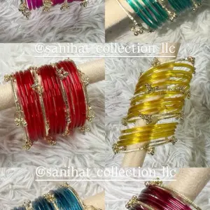 Jelly Glass Bangles Set 12pcs with 4pcs Kashmiri Ghungroo Casual Trendy Jewelry, Fashionable Bracelet, Jewelry Accessory for Festivals, Weddings