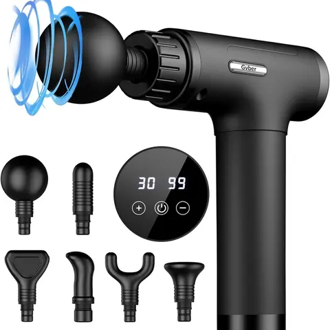 Portable Massage Gun X6, Deep Tissue Massager for Neck Back Knee Foot Muscle Pain Relief, Electric Percussion Massager with 30 Speed Levels, 6 Interchangeable Massage Heads, LED Display, Ideal Gift, Dorm Essentials #sohochic
