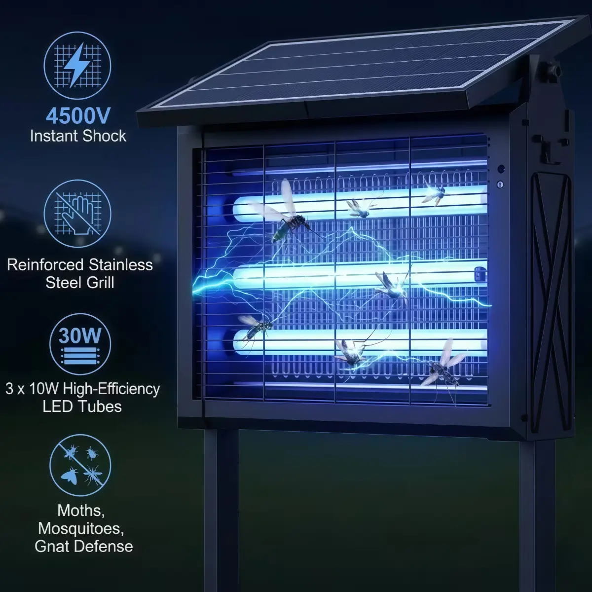 Solar Outdoor Bug Zapper Mosquito Killer Lamp - Large Size, 4500V Powerful IP68 Solar Pest Control Appliance, TikTok Mid-Year Sale for Backyard, Camping