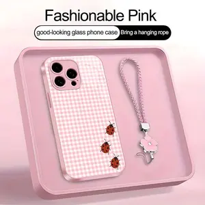 Cute Ladybug Phone Case – Polka Dot & Gingham Aesthetic Bug Art Cover for iPhone 1514131211 Pro Max, XS, XR & Samsung Galaxy S21–S25 Ultra  Kawaii Red Ladybird Pattern Case, Soft Girly Cottagecore Gift for Her—975 Smartphone Cellphone
