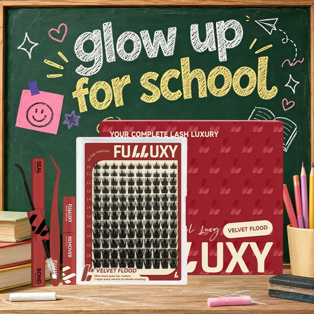 Fulluxy Velvet Flood | Signature Spike Lashes No Stacking Needed, Long-Lasting & Easy DIY | Complete Set with Glue Remover & Tweezer for Beginners | One Layer = Bold, Luxe Volume