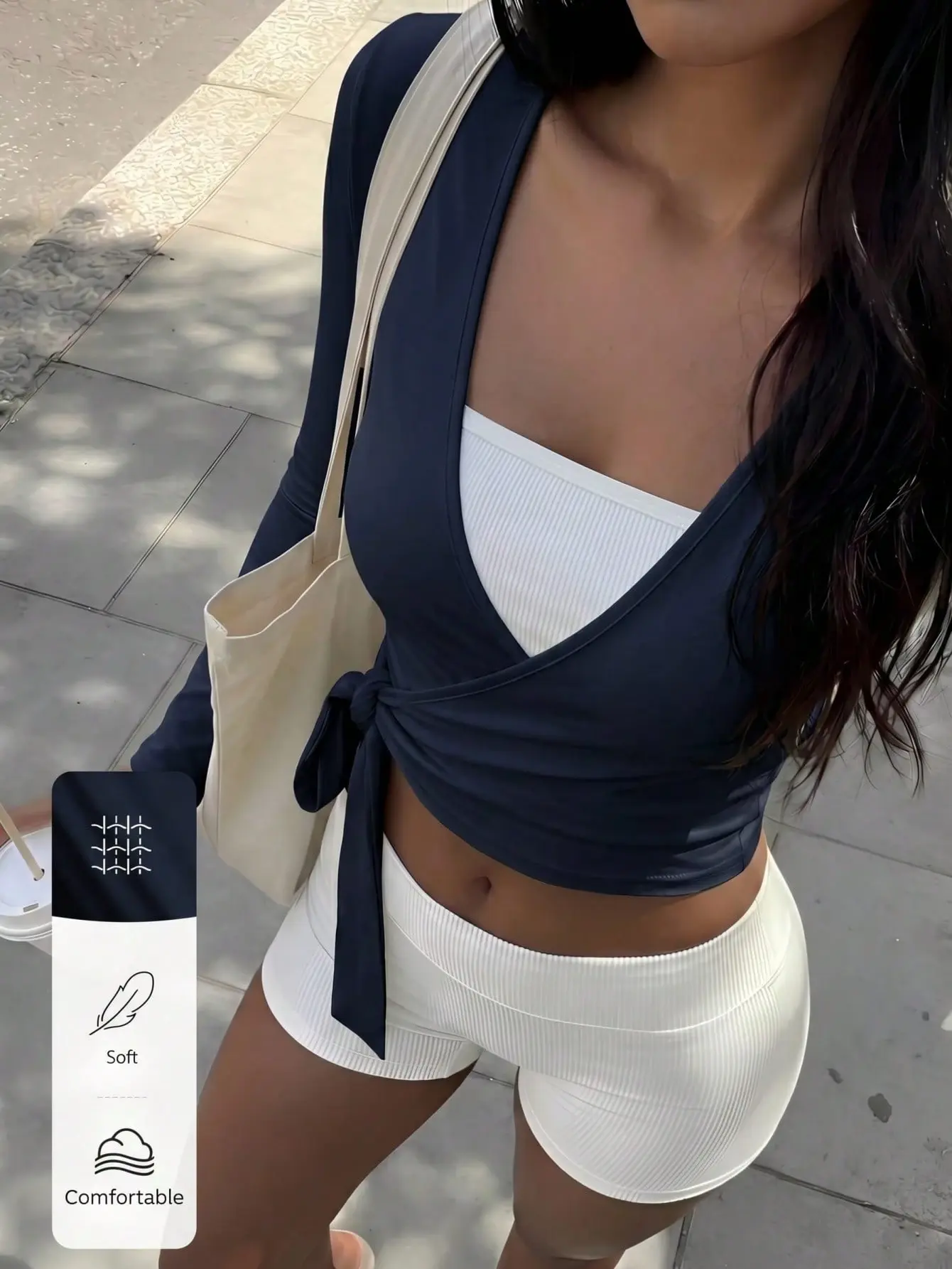 VYNCE Pink V-Neck Long Sleeve Soft Cardigan Cropped Tight Wrap Sweater Bodycon Stretchy Knit Top Everyday Casual Womens Outfit Minimalist Style Summer