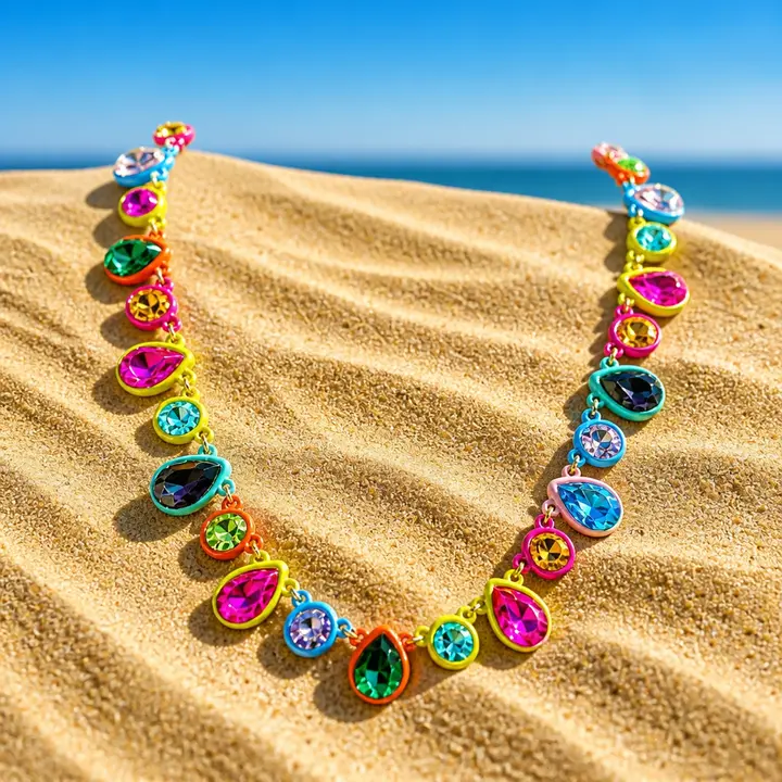 Color Fall- Rhinestone Teardrop Necklace