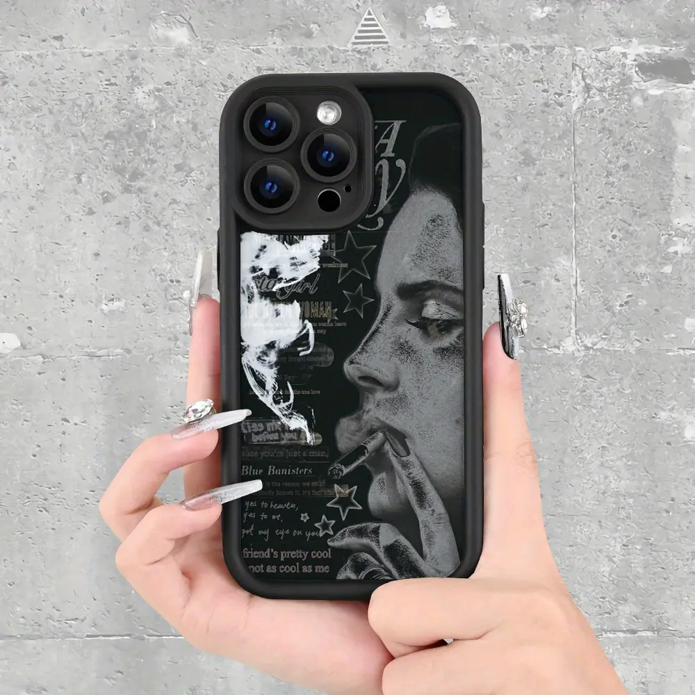 A Vintage Stylish Music And Cigarette-Themed Case with a Lana Design That Is Durable |         Camera Protection |         Shockproof And Drop-Resistant |         Matte Anti-Slip |         Subtle Luxury,iPhone 17 E Air Pro ProMax iPhone16 15 14 Plus 13 12