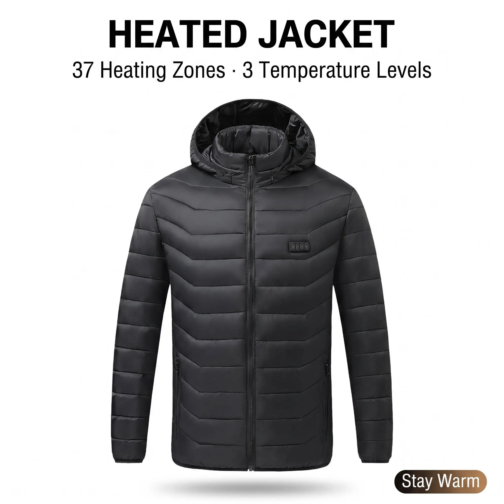 37-Zone Heated Jacket Men Women, Independent Switch, 3 Adjustable Heat Levels, Warm Zip Up Coat for Winter Outdoor Work, Camping, Hiking, Ice Fishing, Chilly Morning Commute