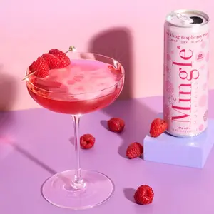 Mingle Sparkling Raspberry Rosé Mocktail - 12 FL OZ (355 mL) - Crisp & Dry Subtle Drink - Refreshing Rosé Cocktail Beverage Light