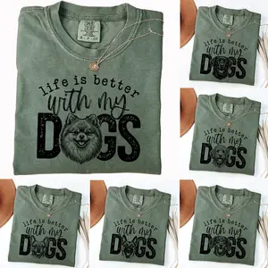Comfort Colors Vintage Dog Tee 50+ Breeds, Life Is Better With My Dogs Shirt, Australian Cattle Dog Shih Tzu Chihuahua Shirt
