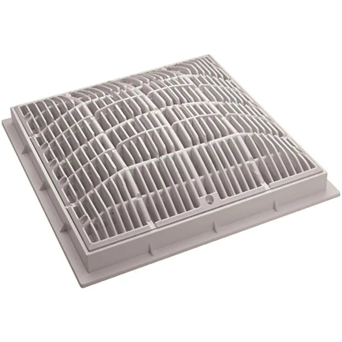 Waterway 640-4720V White Grate and Frame, 12x12 in, 18.5x13.25x13.25 in Dimensions, 62.4 Sq. In. Area, 1.5 ft/sec Flow Rate