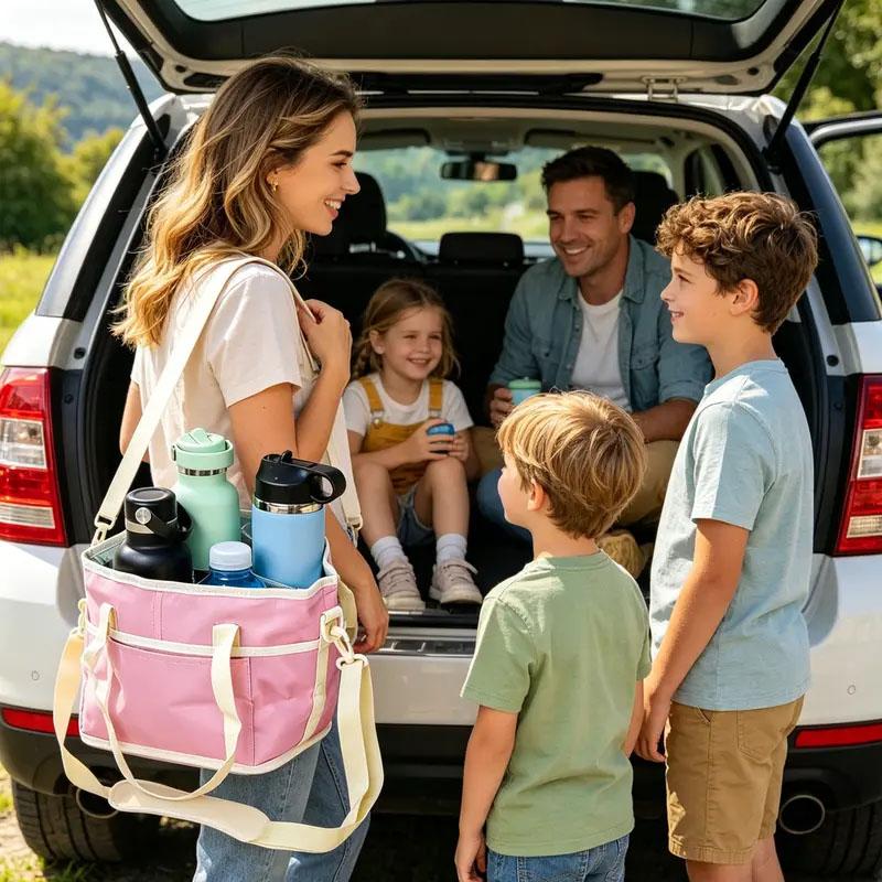 drink bag Insulated Cup Caddy Tote Bag with Adjustable Shoulder Strap and Multi-Pocket Dividers, Portable Drink Carrier for Outdoor Picnics, Beach Trips, Tailgating, and Daily Commute Delivery Services